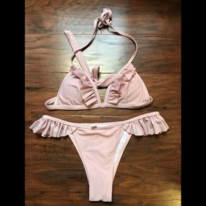 light pink ruffle bikini